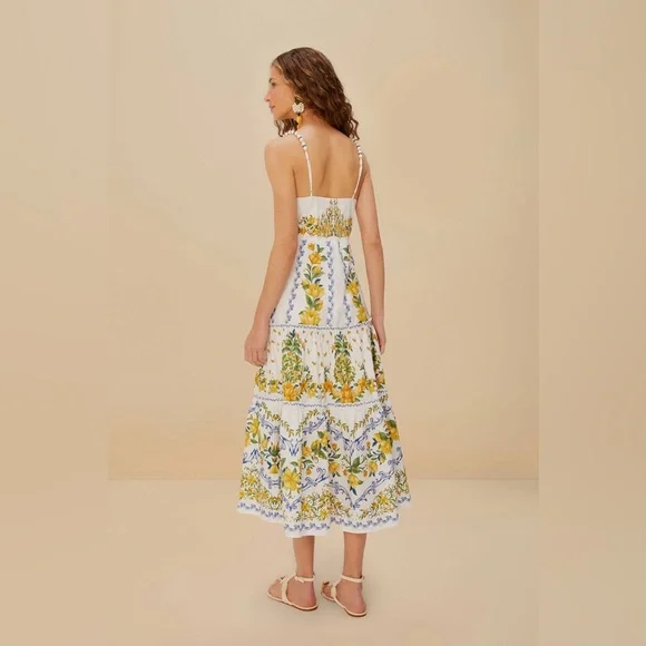 Farm Rio Off White Sicily Cotton Midi Dress - Picture 3 of 8